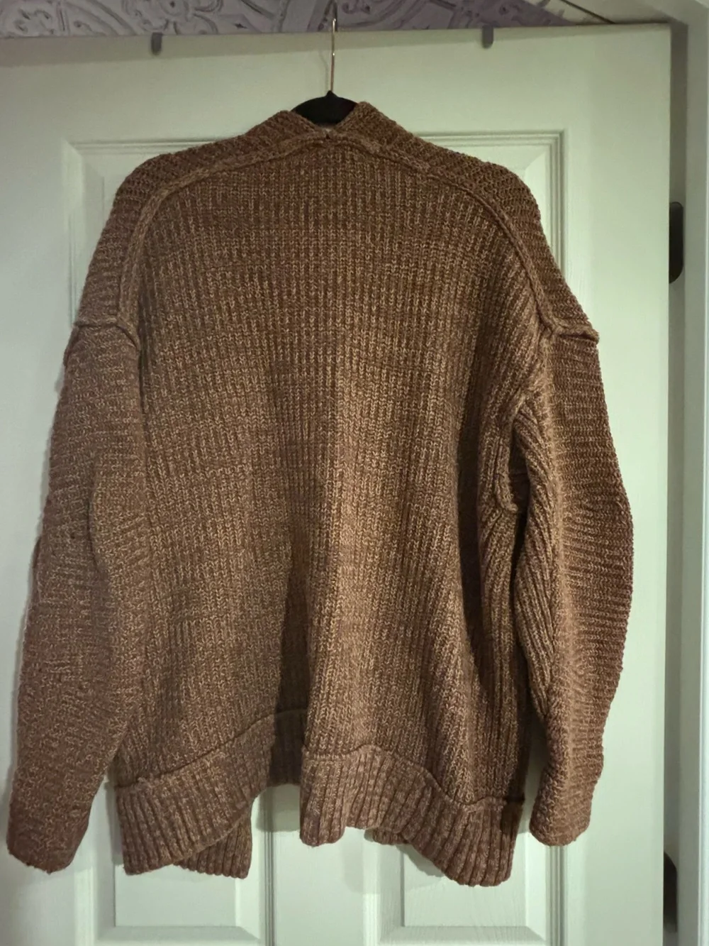 Free People Chunky Open-Front Cardigan in Warm Brown - Picture 4 of 4